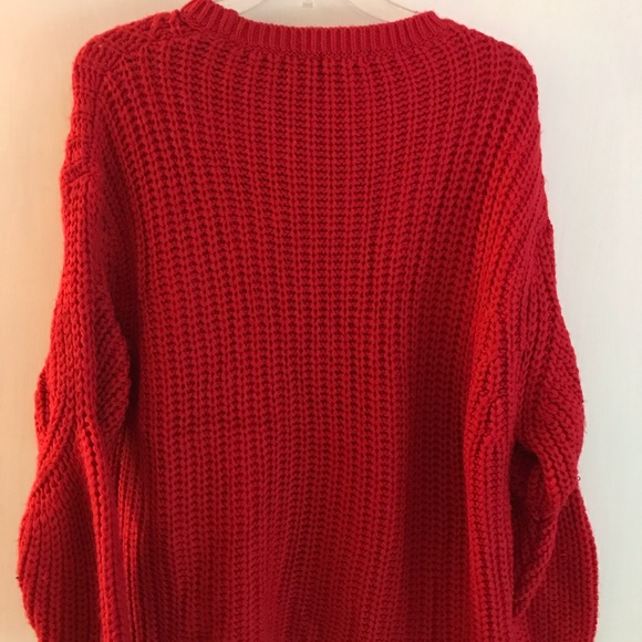 Thick Red Knit Sweater - Picture 4 of 4